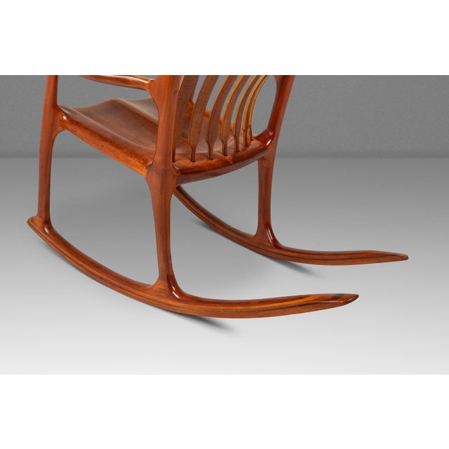 Studio Craft Sculptural Rocking Chair in Solid Cherry Wood Attributed to Hal Taylor After Sam Maloof and James Krenov, Usa, C. 1980's For Sale - Image 12 of 18