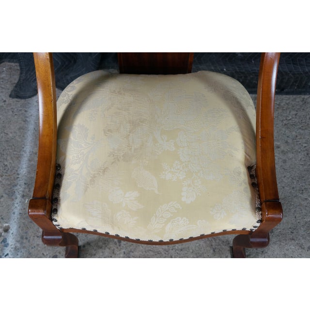 Brown Antique 19th C. Mahogany Regency Empire Klismos Library Desk Gondola Arm Chair For Sale - Image 8 of 18