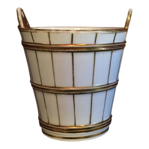 Antique Early 19th C. Old Paris Porcelain White & Gold Miniature Cachepot Vase Milk Pail From Marie Antoinette's Dairy at Petit Trianon