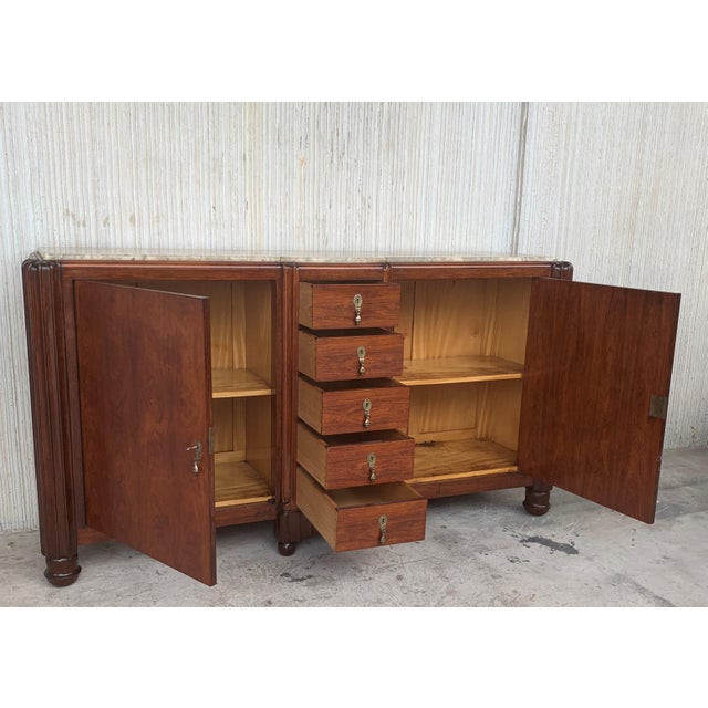 Brown Mid 20th Century French Large Mahogany and Macassar Art Deco Sideboard For Sale - Image 8 of 18