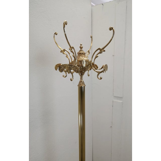 Italian Hollywood Regency Brass Floor Coat Rack, 1980s For Sale - Image 4 of 7