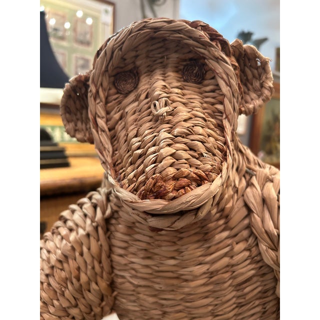 Wood Water Hyacinth Woven Rattan Designer Monkey Sculpture Attributed to Mario Lopez Torres For Sale - Image 7 of 13