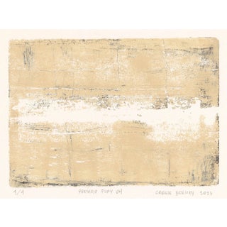 Presidio Play-04 Original Monoprint - 5*7 Abstract Landscape Almond Black Art Painting by Carrie Bergey For Sale