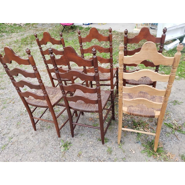 1960s Ladderback Ladder Back Side Dining Chair - Stripped/Unfinished For Sale - Image 4 of 5