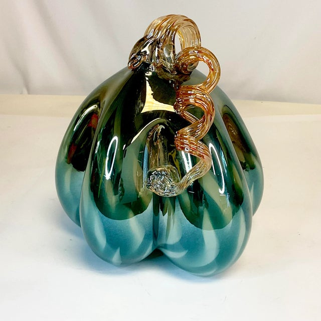 1990s 1990s Vintage Hollywood Regency Italian Venetian Glass Pumpkin For Sale - Image 5 of 11