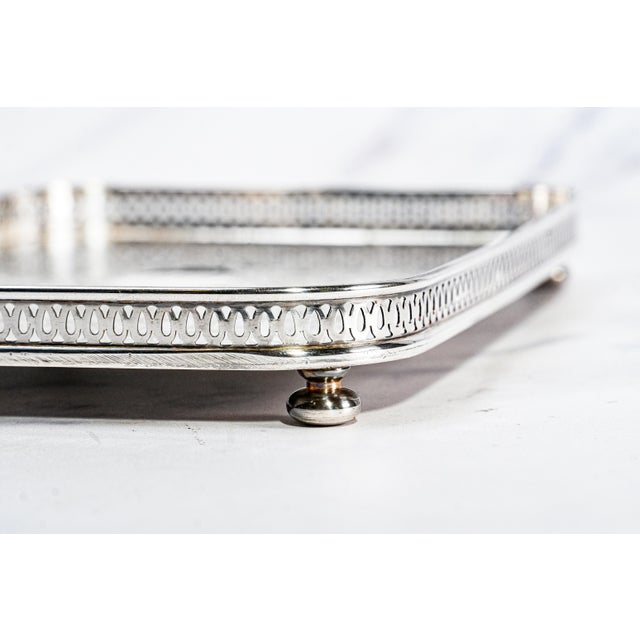 1950s Lovely Vintage Small Silverplate Gallery Vanity Tray Luxury Home Decor For Sale - Image 5 of 11