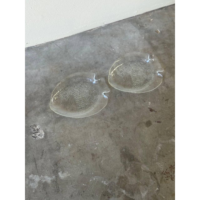 Mid 20th Century Vintage Arcoroc France Clear Glass Fish Plates – Mid-Century French Serving Platters (Set of 2) For Sale - Image 5 of 8