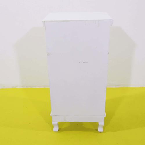 Narrow White Wooden Chest of Drawers with Decorated Drawers For Sale - Image 9 of 10