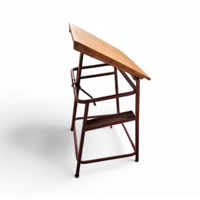 Brown Adjustable Drawing Table, 1950s For Sale - Image 8 of 14