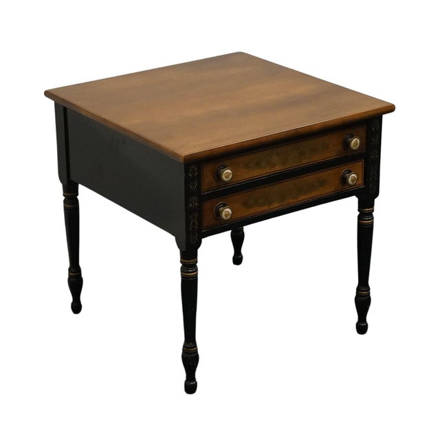GENUINE HITCHCOCK Solid Cherry Hand Stenciled Black & Gold 22" Square Accent End Table 22.25" High 22.25" Wide 22.25" Deep...