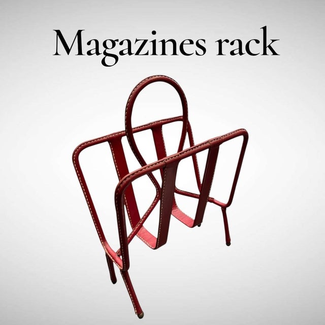 Red Magazine Rack by Jacques Adnet, 1950s For Sale - Image 8 of 10