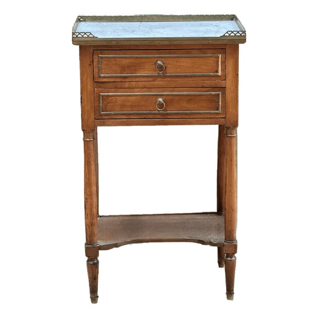 Bedside Table, French Directoire Marble-Top Circa 1800 For Sale