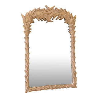 Vintage Carolina Mirror Carved Palm Leaf Wall Mirror – Coastal Organic Modern For Sale