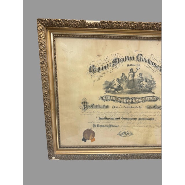 Antique Bryant & Stratton Business College Diploma Framed Buffalo Ny Certificate For Sale - Image 4 of 8