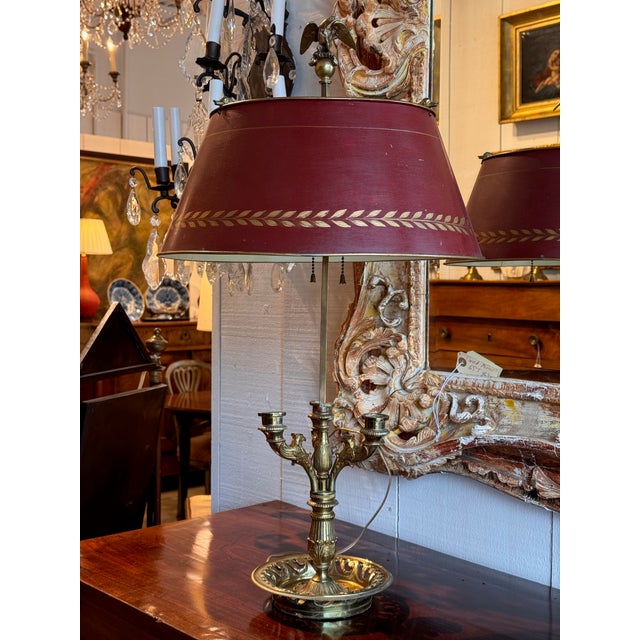 1950s 1950s French Empire-Style Bouillotte Lamp With Eagle Finial For Sale - Image 5 of 10