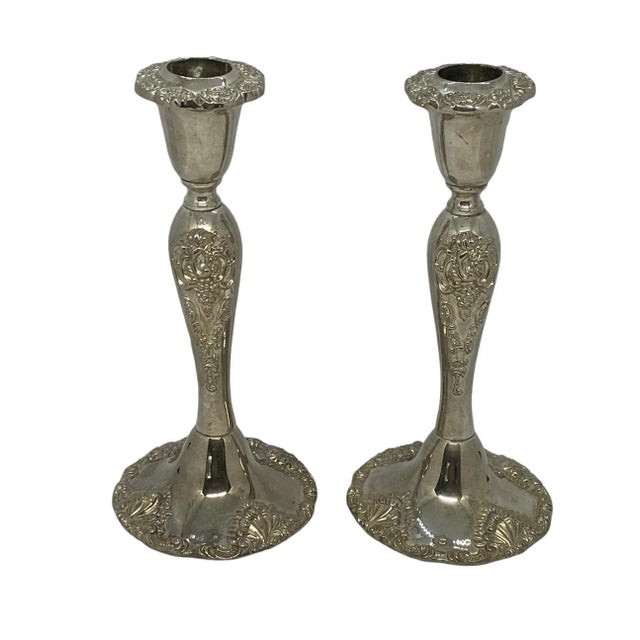Mid 20th Century Godinger Silverplate Candlestick Holders With Baroque Grapevine Design - a Pair For Sale - Image 13 of 13