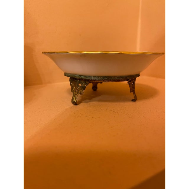 Mid-Century Modern Mid 20th Century Porcelain Shell Dish on Stand For Sale - Image 3 of 4