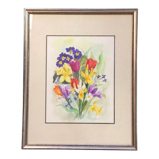 Vintage Framed California Artist Helen Barker Watercolor Painting For Sale