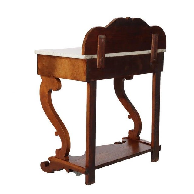 Wood Antique Walnut Marble Top Washstand With Backsplash Circa 1870 For Sale - Image 7 of 9