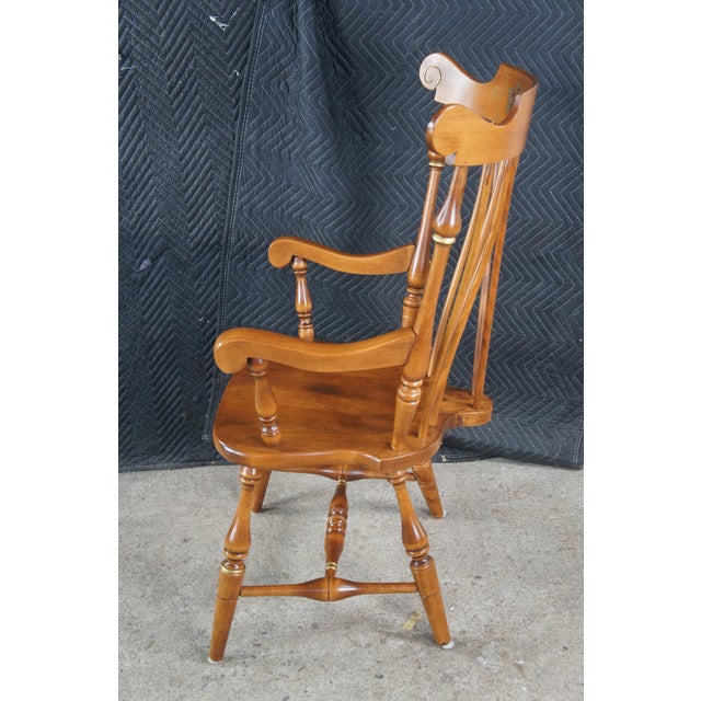 Late 20th Century 6 Ethan Allen Duxbury Maple Colonial Windsor Fiddleback Dining Chairs For Sale - Image 6 of 14