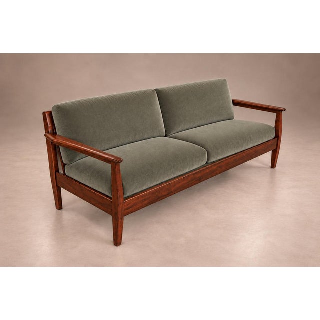 Brazilian Modern Sofa in Rosewood and Celadon Mohair, Attributed to Jean Gillon, Brazil, 1960s - Lot 703 For Sale - Image 17 of 18
