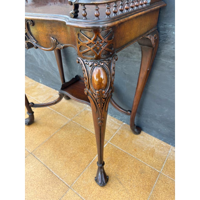 Louis XV Style Carved Wood Side Table with Gallery Top and Cabriole Legs, 1930s For Sale - Image 9 of 12