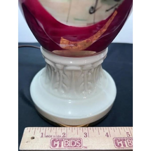 Vintage Victorian Hand‑Painted Porcelain Table Lamp With Classical Scene For Sale - Image 9 of 12