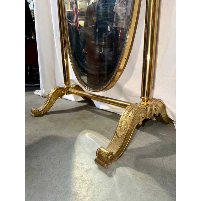 Antique Gilded Bronze Mirror with Pedestal, 1950s For Sale - Image 6 of 14