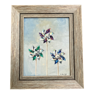 Contemporary Original Stephen Heigh “Pinwheels “Painting Framed