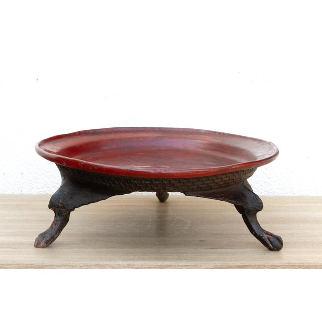 Asian Antique Offering Elegance, Antique Burmese Lacquered Tray For Sale - Image 3 of 10