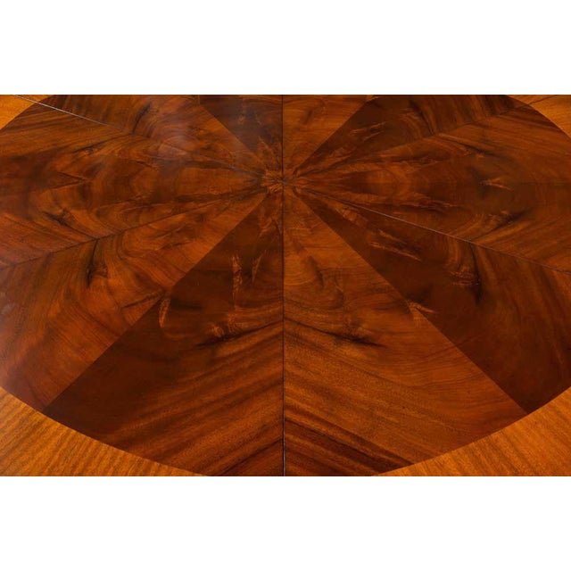 Wood 54 to 70 Inch Round Mahogany Jupe Table With Turned Column Base & Self-Storing Leaves, an Ap Exclusive by AntiquePurveyor For Sale - Image 7 of 16