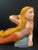 Folk Art Carved Wood Mermaid Sculpture With Gold Haier and Orange Tail and Glass Eyes For Sale - Image 4 of 10