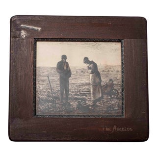 Early 20th Century “The Angelus” Print After Jean-François Millet, Carved Wood Frame For Sale