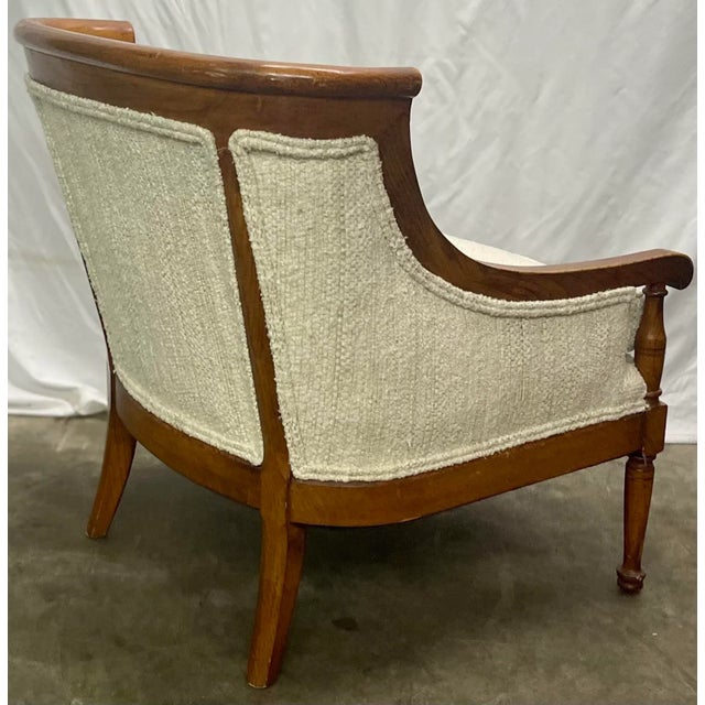 Brown Vintage Statton Furniture Mahogany & Textured Slub Upholstery Club Chair For Sale - Image 8 of 13