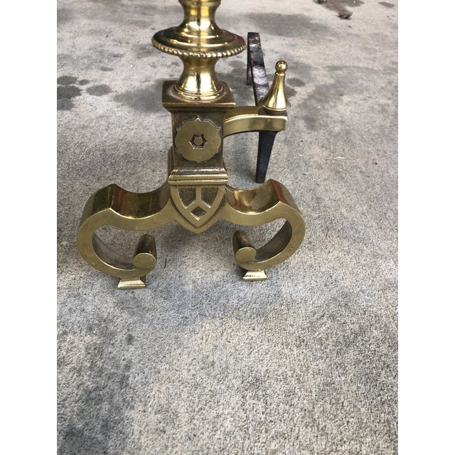 Pair of St Clair Glass and Brass Andirons For Sale - Image 9 of 11