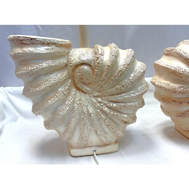 C1980's Palm Beach Chic Nautilus Shell Table Lamps- A Pair For Sale - Image 14 of 18