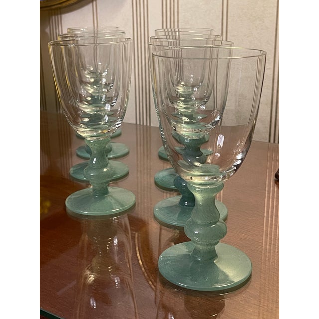 Pistachio Villeroy & Boch Isabelle Green Wine Glasses- Set of 8 For Sale - Image 8 of 11