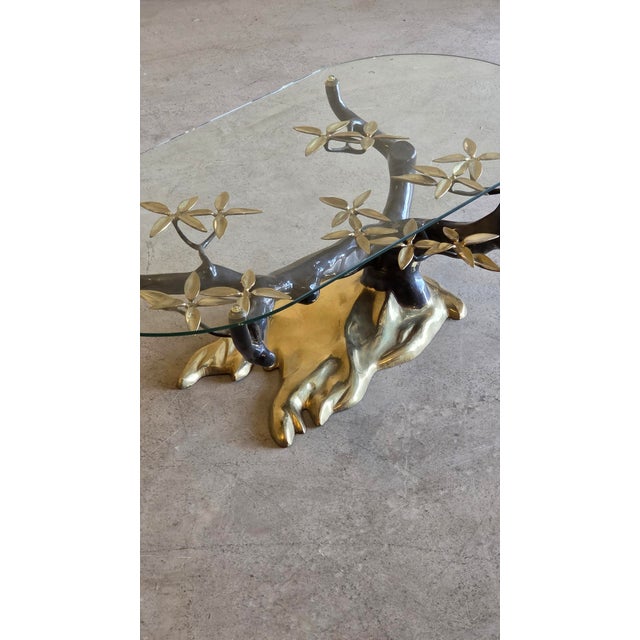 Vintage Brass and Glass Bonsai Tree Coffee Table by Willy Daro, 1980s For Sale - Image 8 of 14