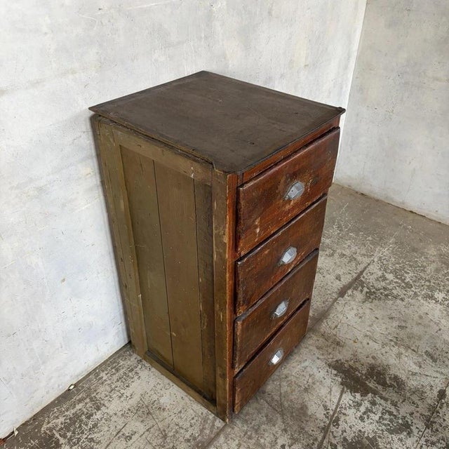 Vintage French Industrial Tallboy Chest of Drawers Vintage French Industrial Tallboy Chest of Drawers For Sale - Image 4 of 7