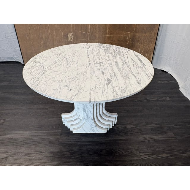 Rh Restoration Hardware Strada Bistro & Entry Table | Italian Arabescato Marble For Sale - Image 17 of 18