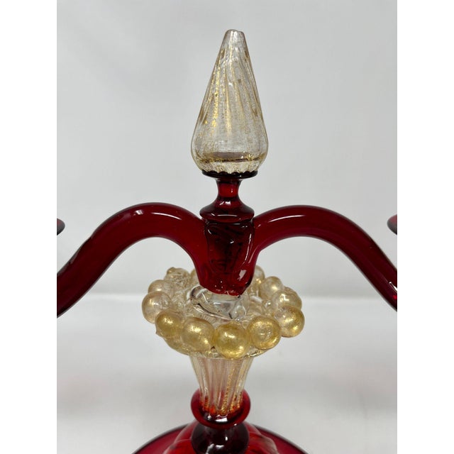 Red Vintage Murano Glass Candelabras For Sale - Image 8 of 12