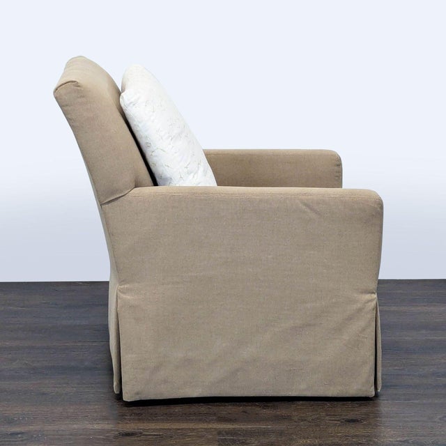 Lee Industries Lee Industries Beige Swivel Lounge Chair With Skirted Base and Accent Pillow For Sale - Image 4 of 7