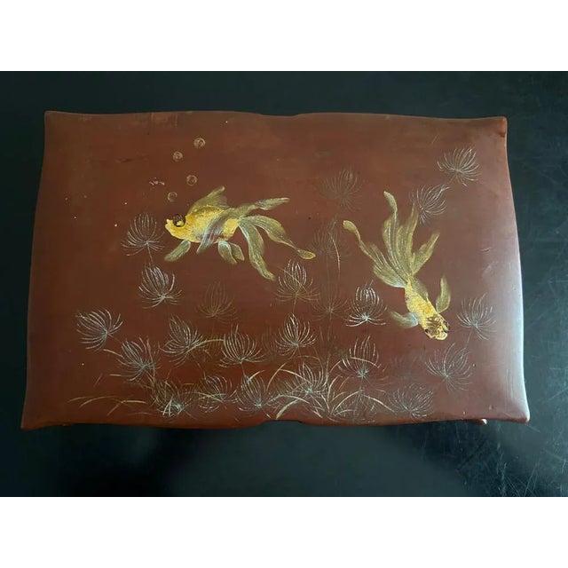Lacquer box from the 50s/60s with fish decoration made by Nguyen Thành Lê, master lacquerer of the Hanoi school, Viet Nam,...