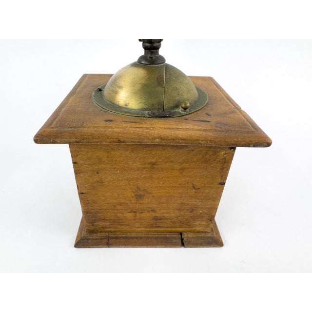 Coffee Antique French Peugeot Frères Wooden Coffee Grinder With Brass Hopper – Early 20th Century For Sale - Image 8 of 12