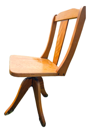 Vintage Child's Swivel Adjustable Desk Chair Wood and Cast Iron