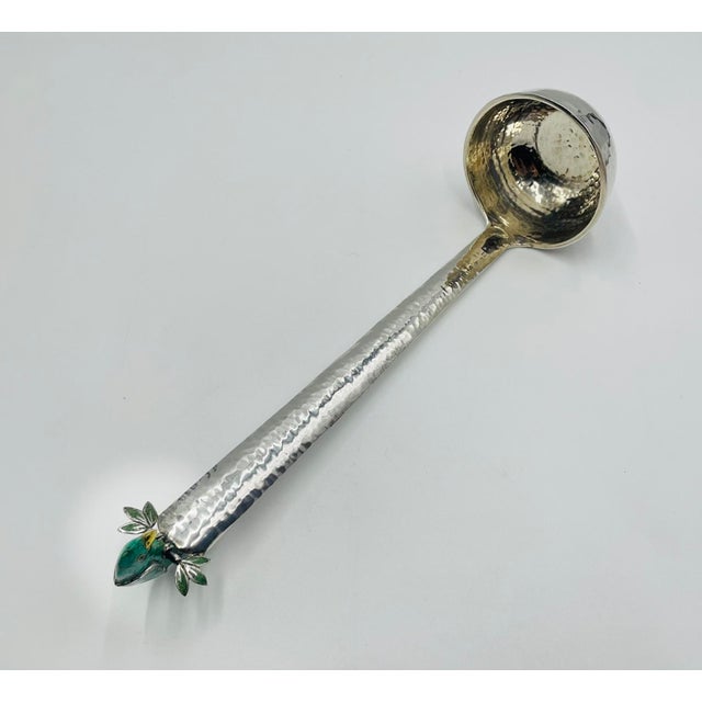 Emilia Castillo Silver-Plated Ladle With Malachite Parrot, Mexican Modernism For Sale - Image 9 of 18