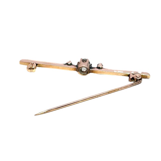Mid 20th Century 14k Yellow Gold Diamond Vintage Brooch For Sale - Image 5 of 9