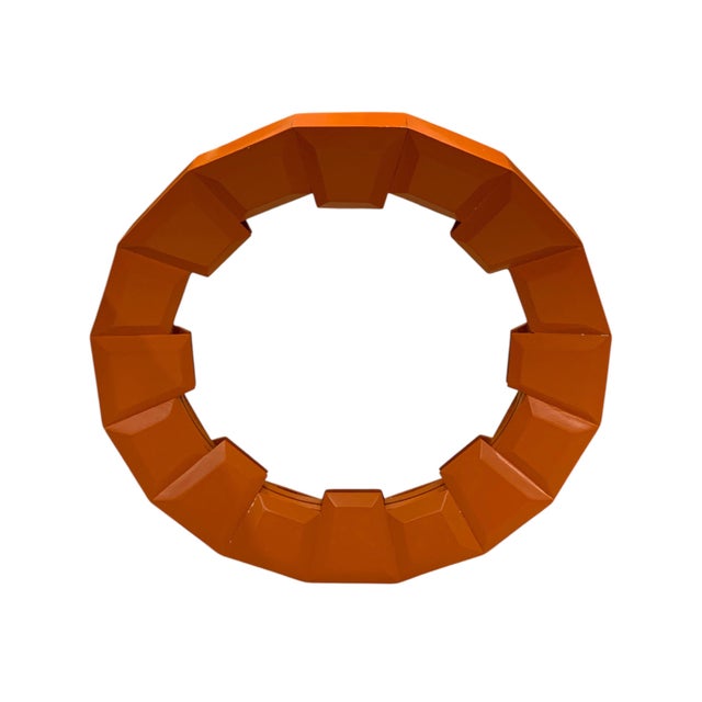 Modern Large Abstract Orange Over Mantel Wall Mirror from Theodore Alexander, 2000s For Sale - Image 3 of 10