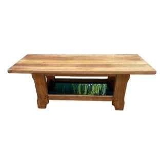 Mid Century Coffee Table With Green Plexiglass Bottom Shelf For Sale