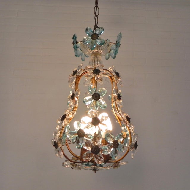 Pendant Lamp in Blue and Clear Crystal, 1930s For Sale - Image 6 of 18